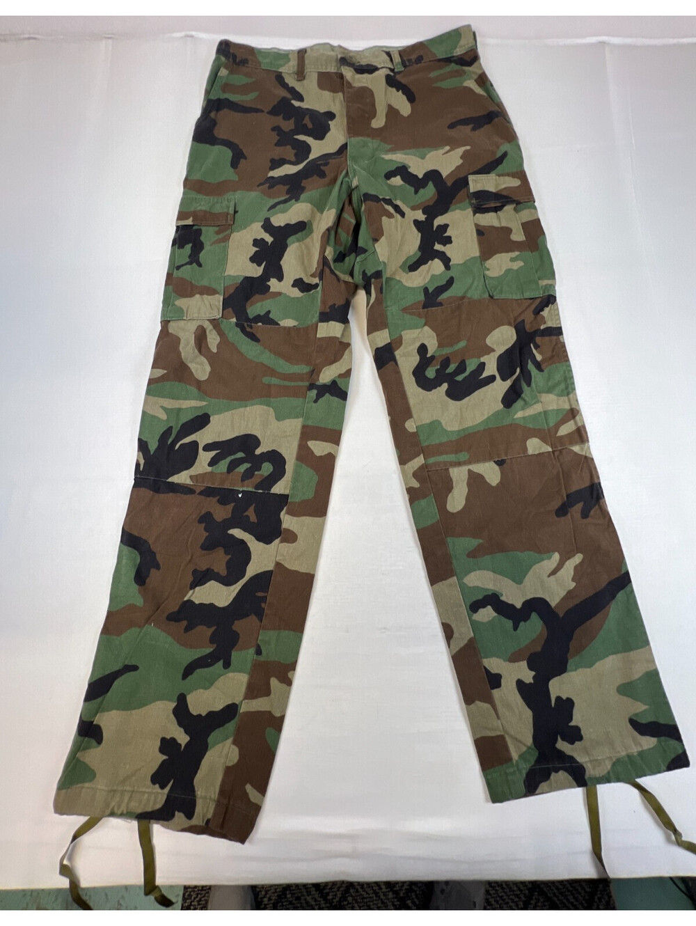 Vintage US Military Woodland Camo Combat Trousers Mens Large Long Army Pants